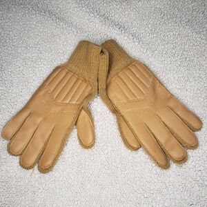 Vintage FABRINI Vinyl & Acrylic Knit Brown | Gloves One Size New Old Stock